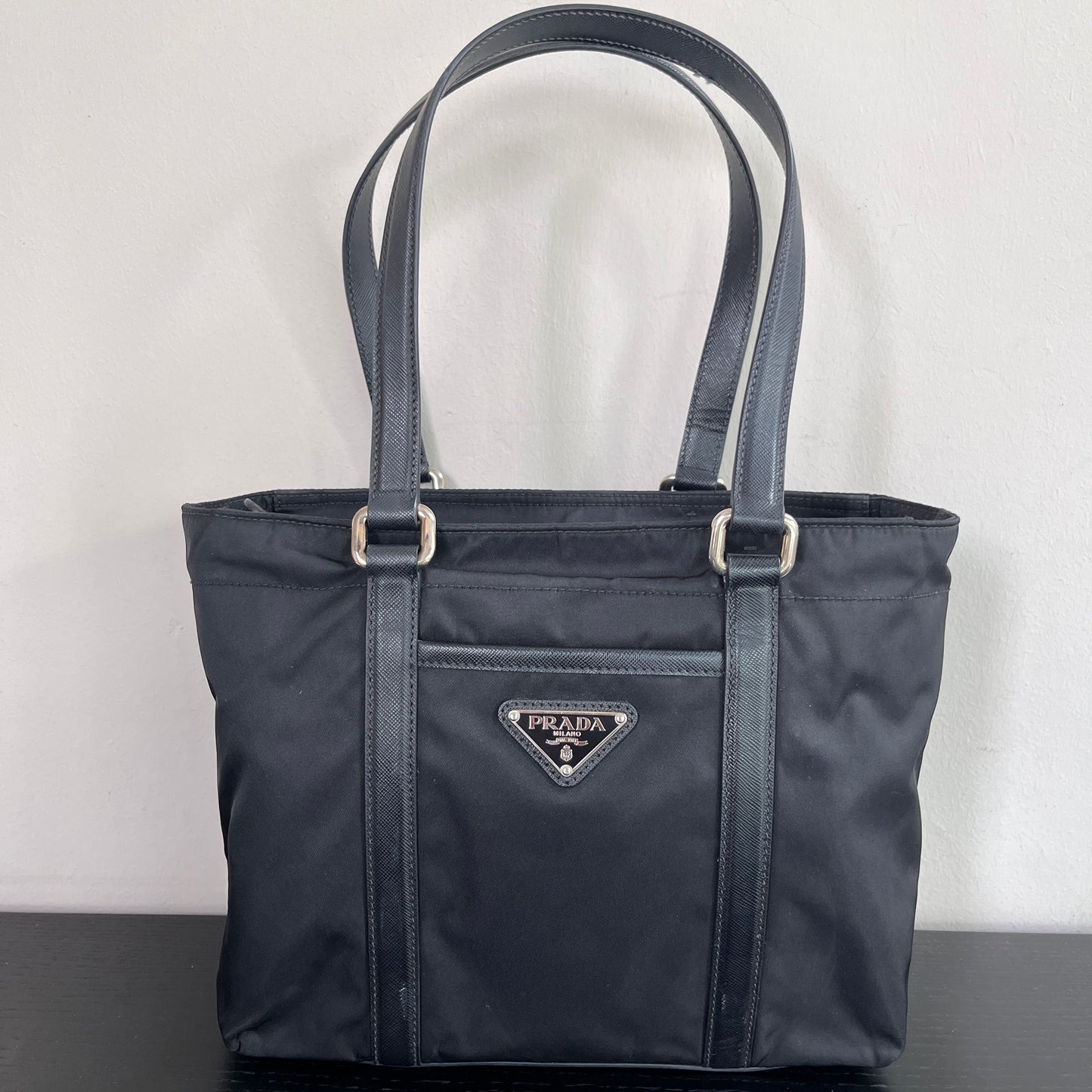 Prada Black Nylon Tote/ Shoulder Bag SHW
