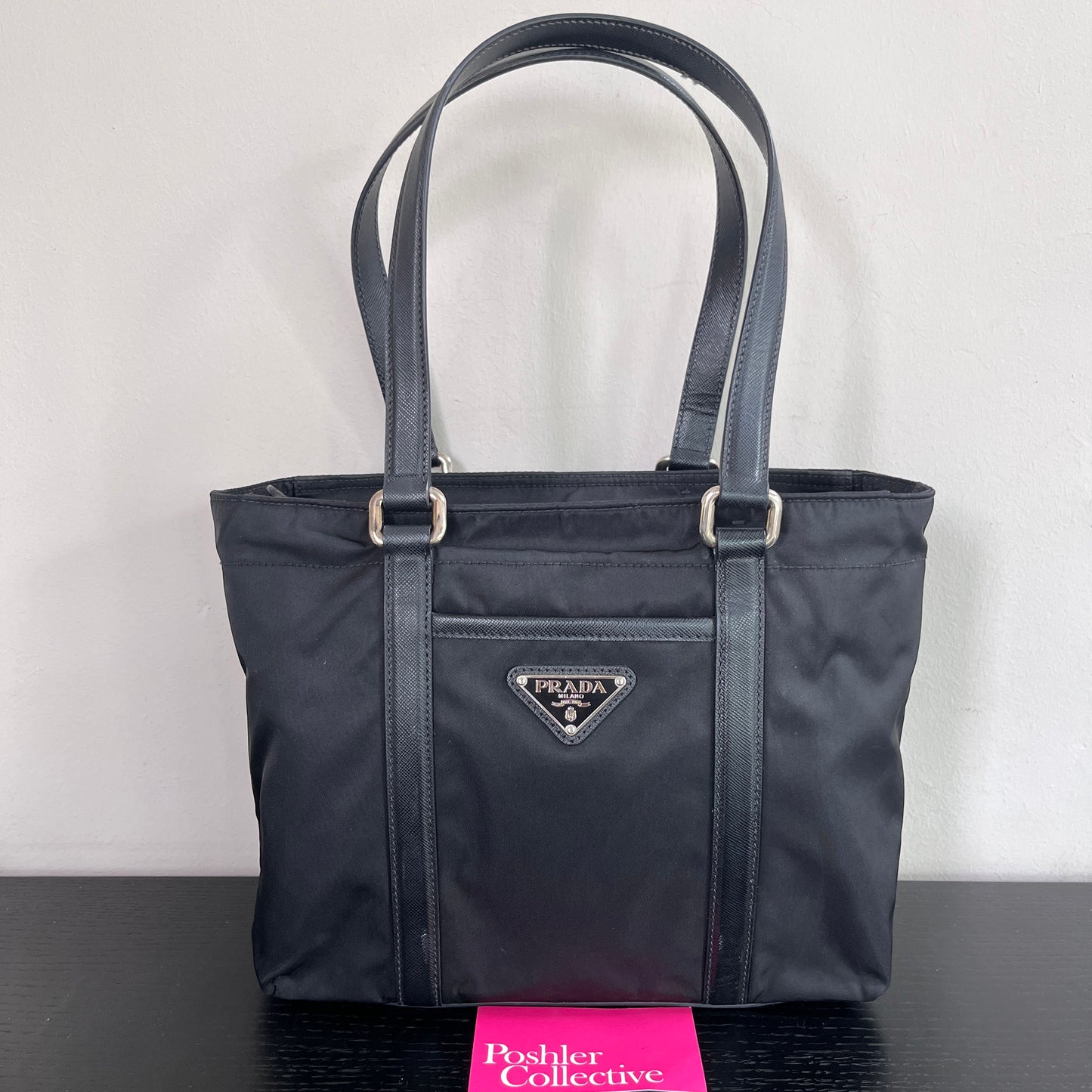 Prada Black Nylon Tote/ Shoulder Bag SHW
