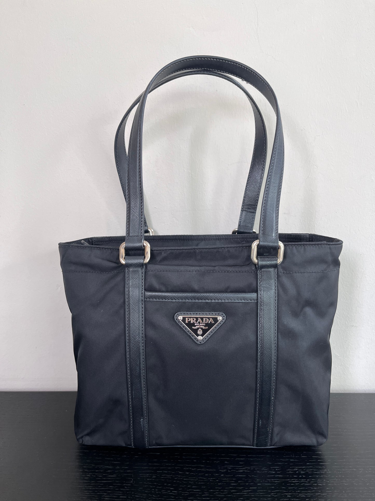 Prada Black Nylon Tote/ Shoulder Bag SHW