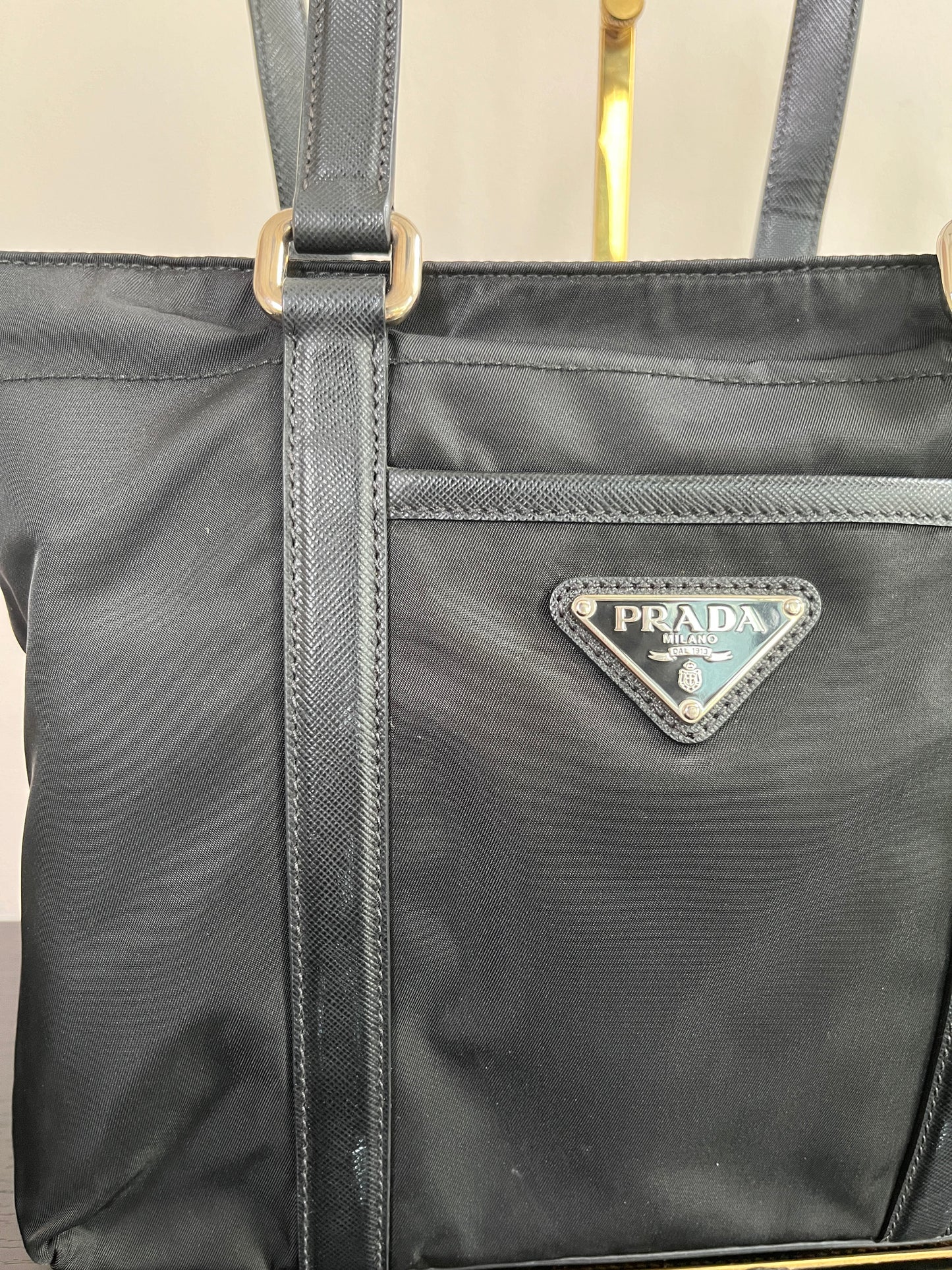 Prada Black Nylon Tote/ Shoulder Bag SHW