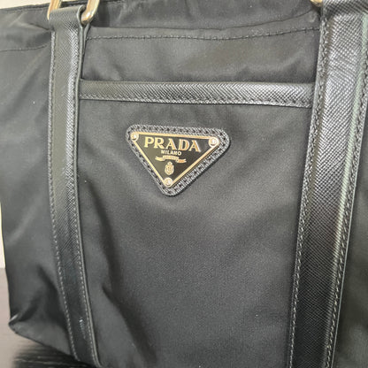 Prada Black Nylon Tote/ Shoulder Bag SHW
