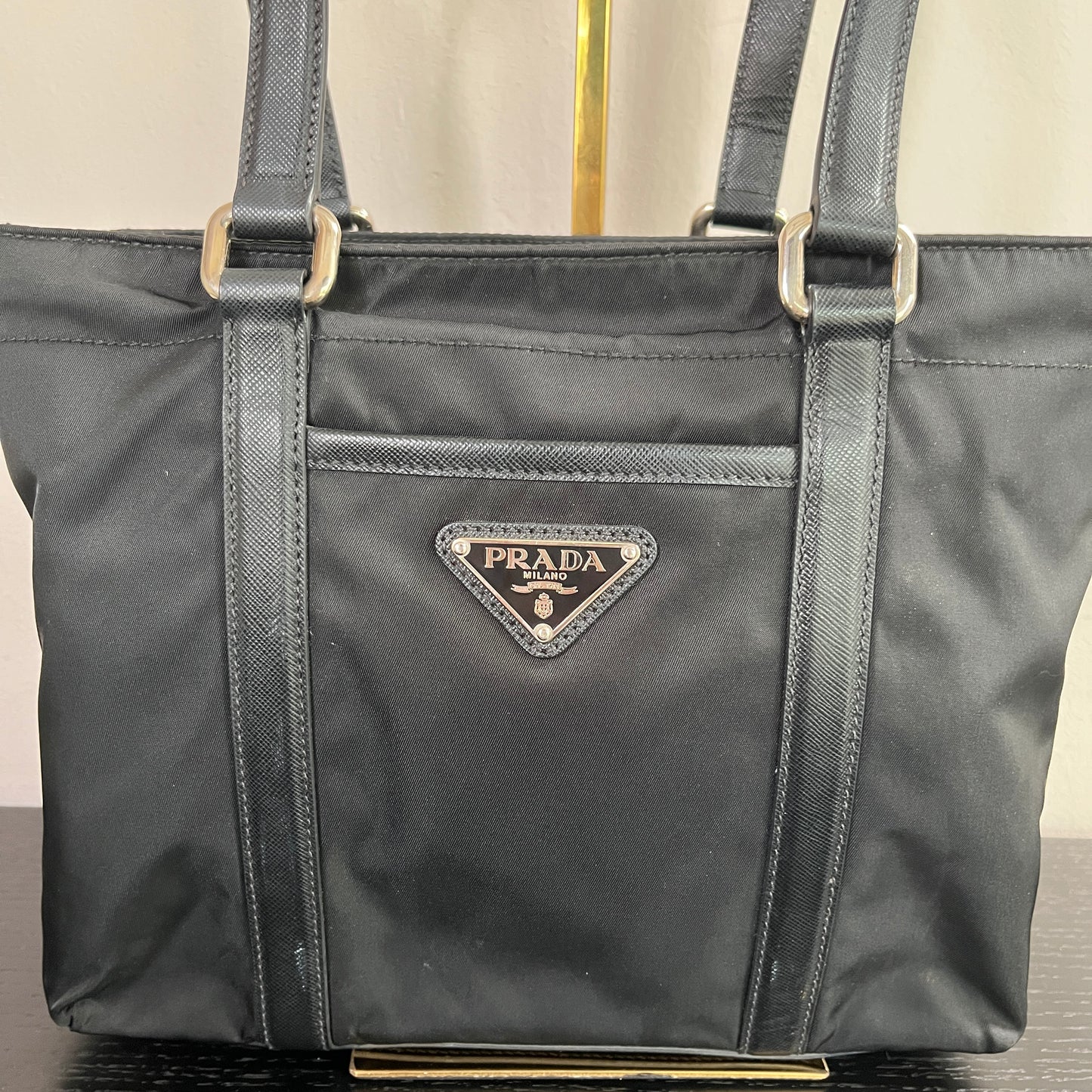Prada Black Nylon Tote/ Shoulder Bag SHW