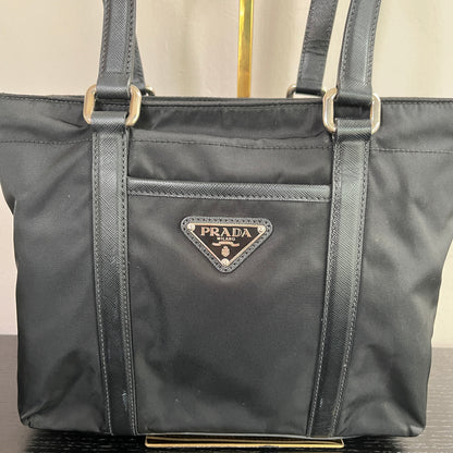 Prada Black Nylon Tote/ Shoulder Bag SHW
