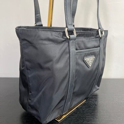 Prada Black Nylon Tote/ Shoulder Bag SHW