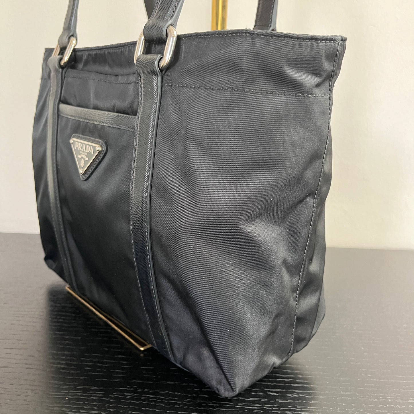 Prada Black Nylon Tote/ Shoulder Bag SHW