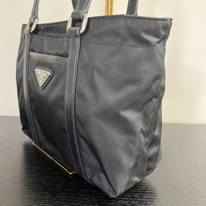 Prada Black Nylon Tote/ Shoulder Bag SHW