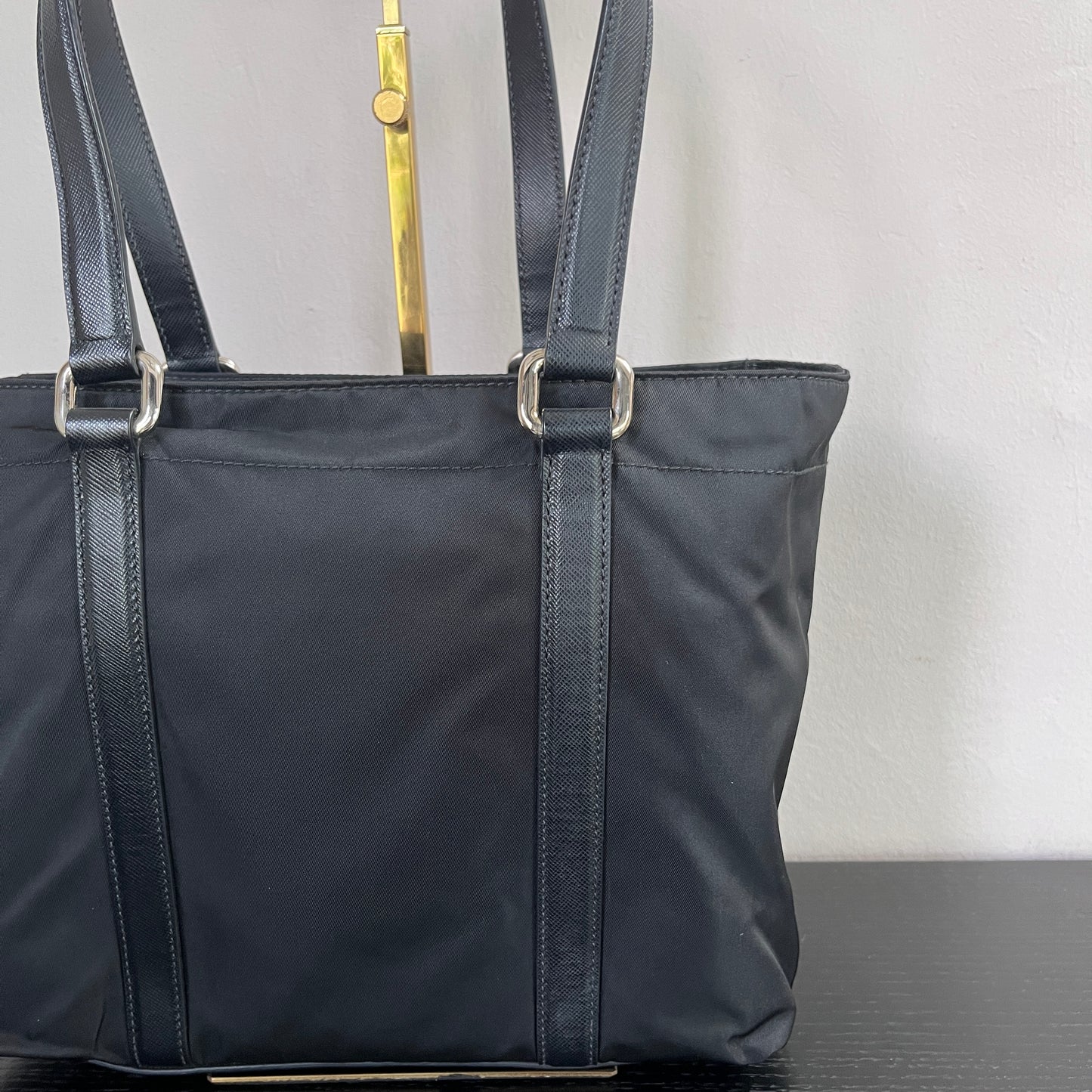 Prada Black Nylon Tote/ Shoulder Bag SHW