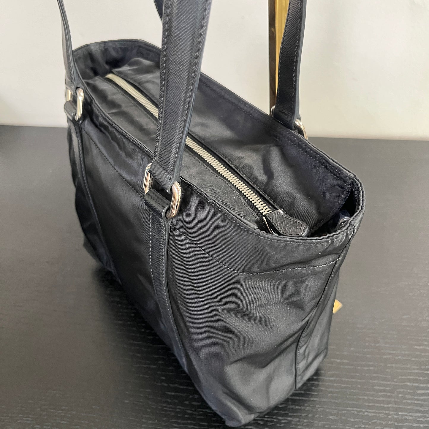 Prada Black Nylon Tote/ Shoulder Bag SHW