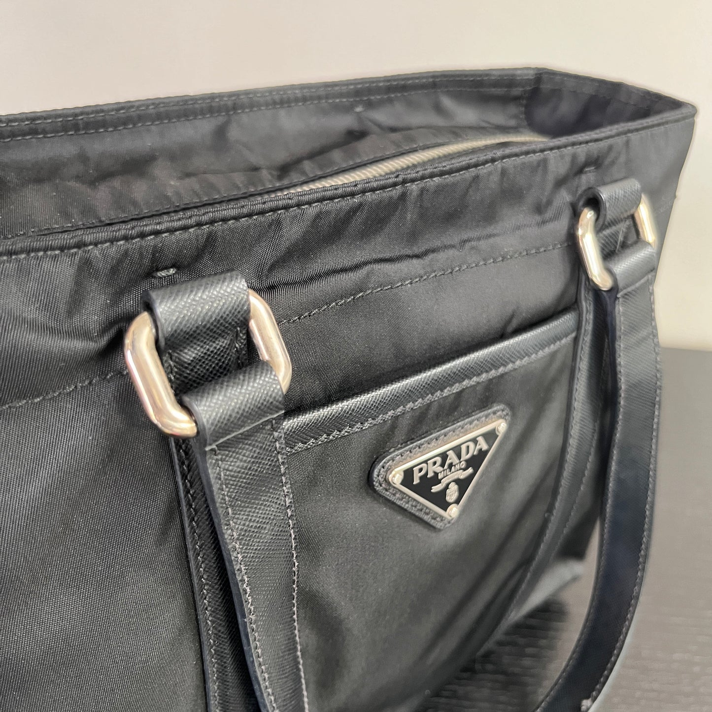 Prada Black Nylon Tote/ Shoulder Bag SHW