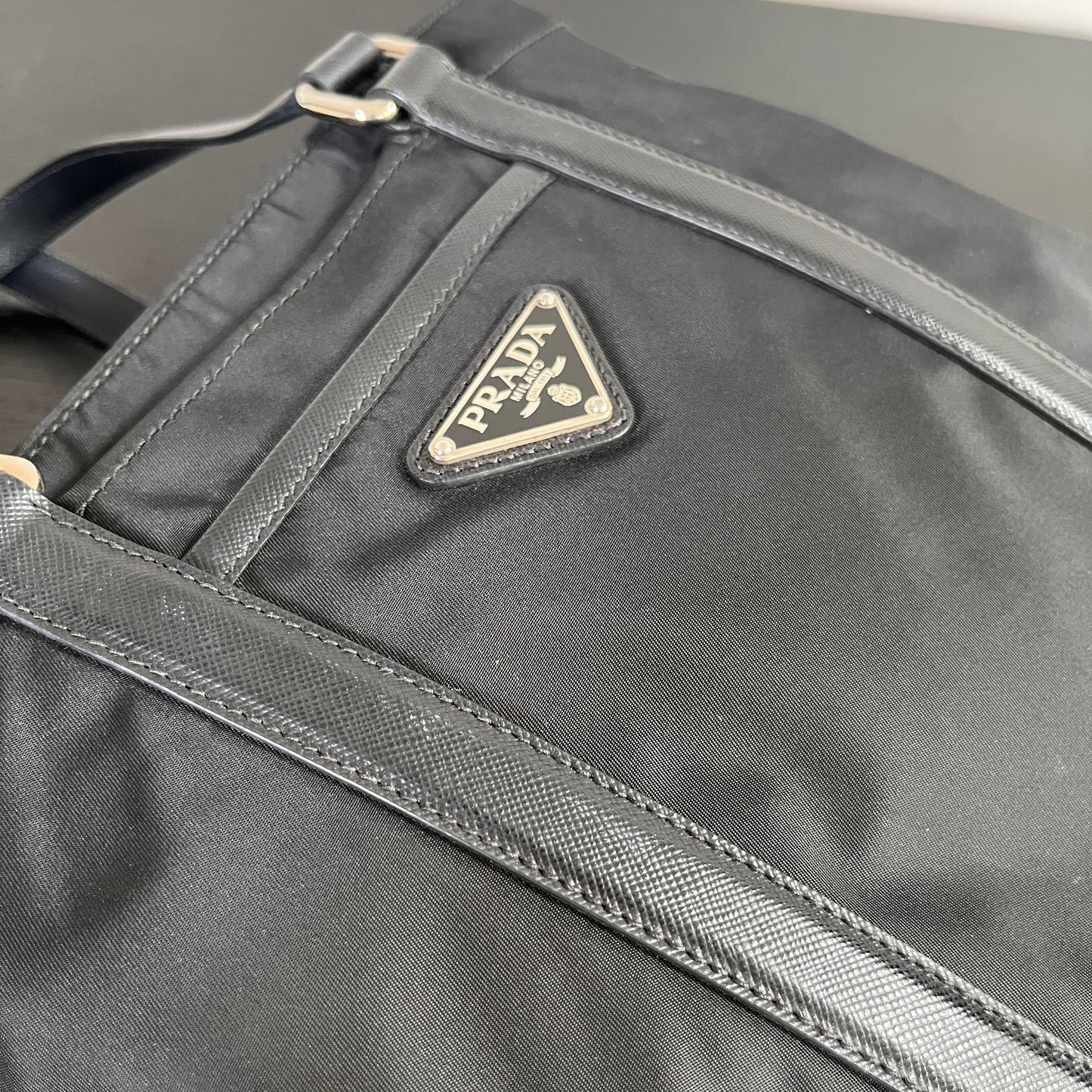 Prada Black Nylon Tote/ Shoulder Bag SHW