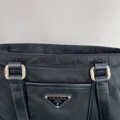 Prada Black Nylon Tote/ Shoulder Bag SHW