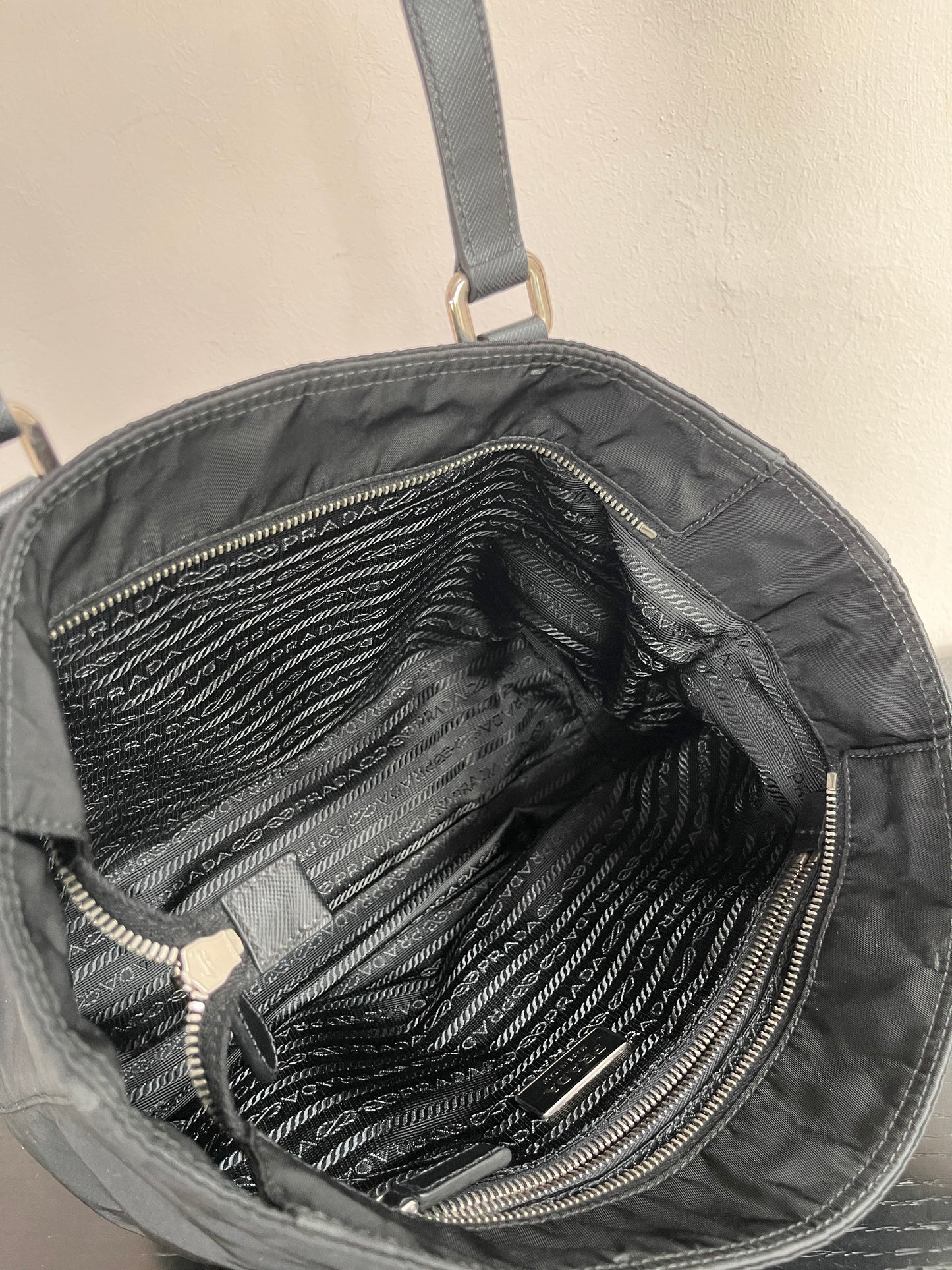 Prada Black Nylon Tote/ Shoulder Bag SHW