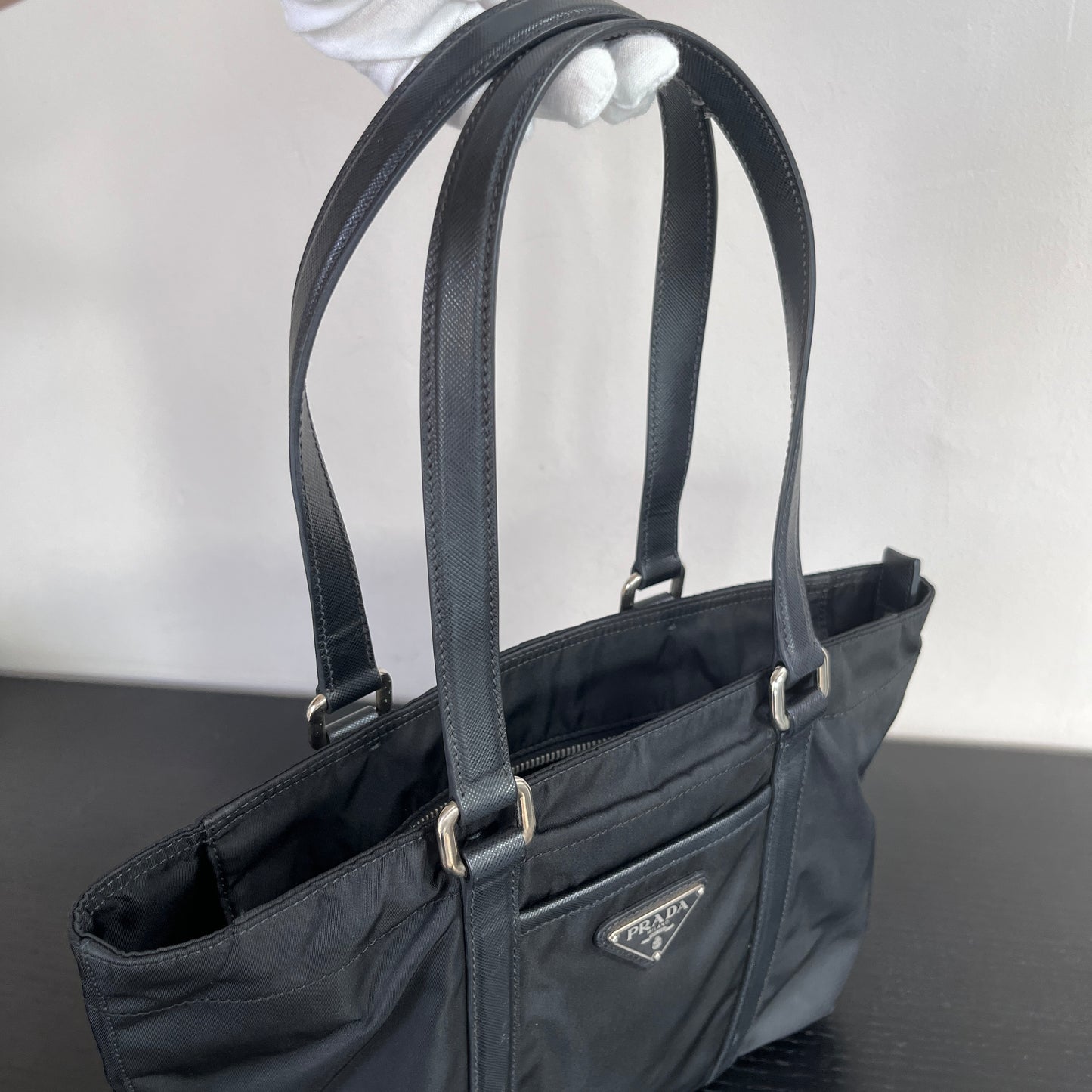 Prada Black Nylon Tote/ Shoulder Bag SHW