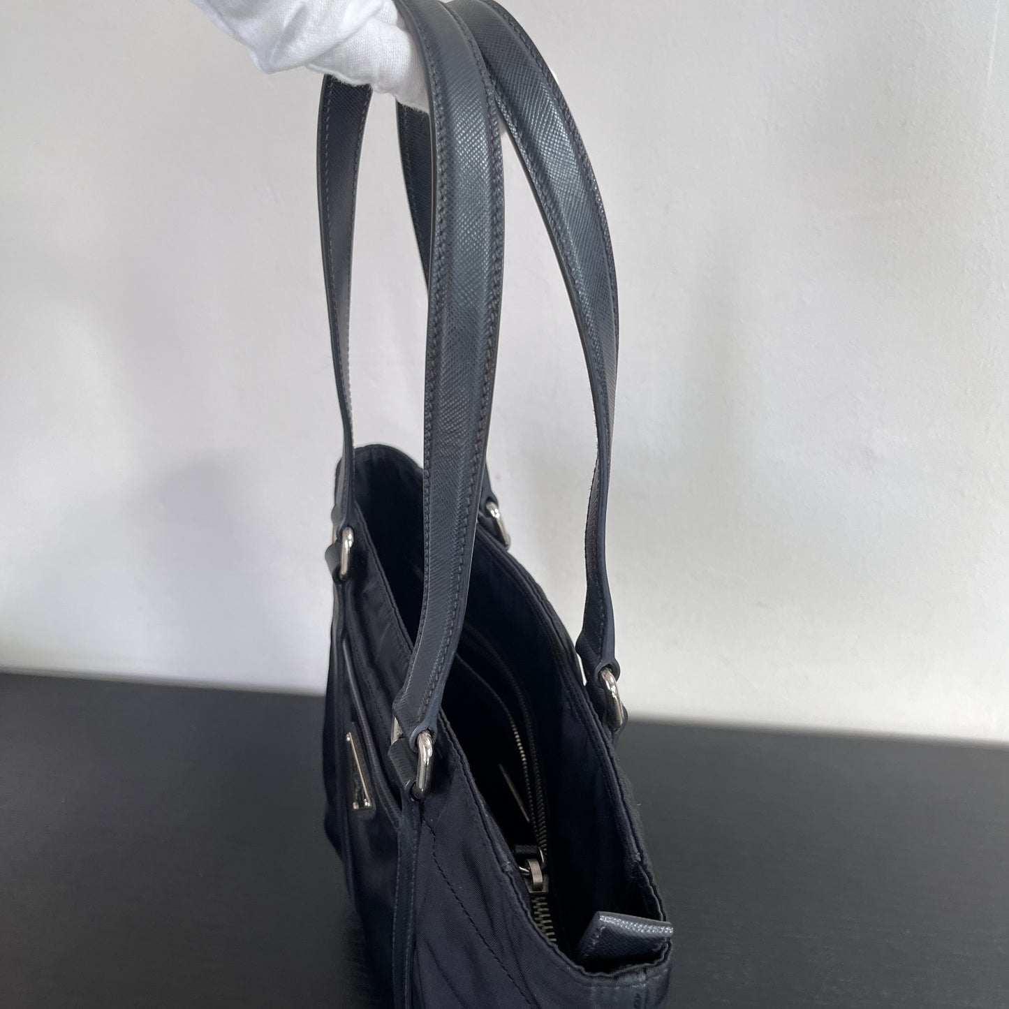 Prada Black Nylon Tote/ Shoulder Bag SHW