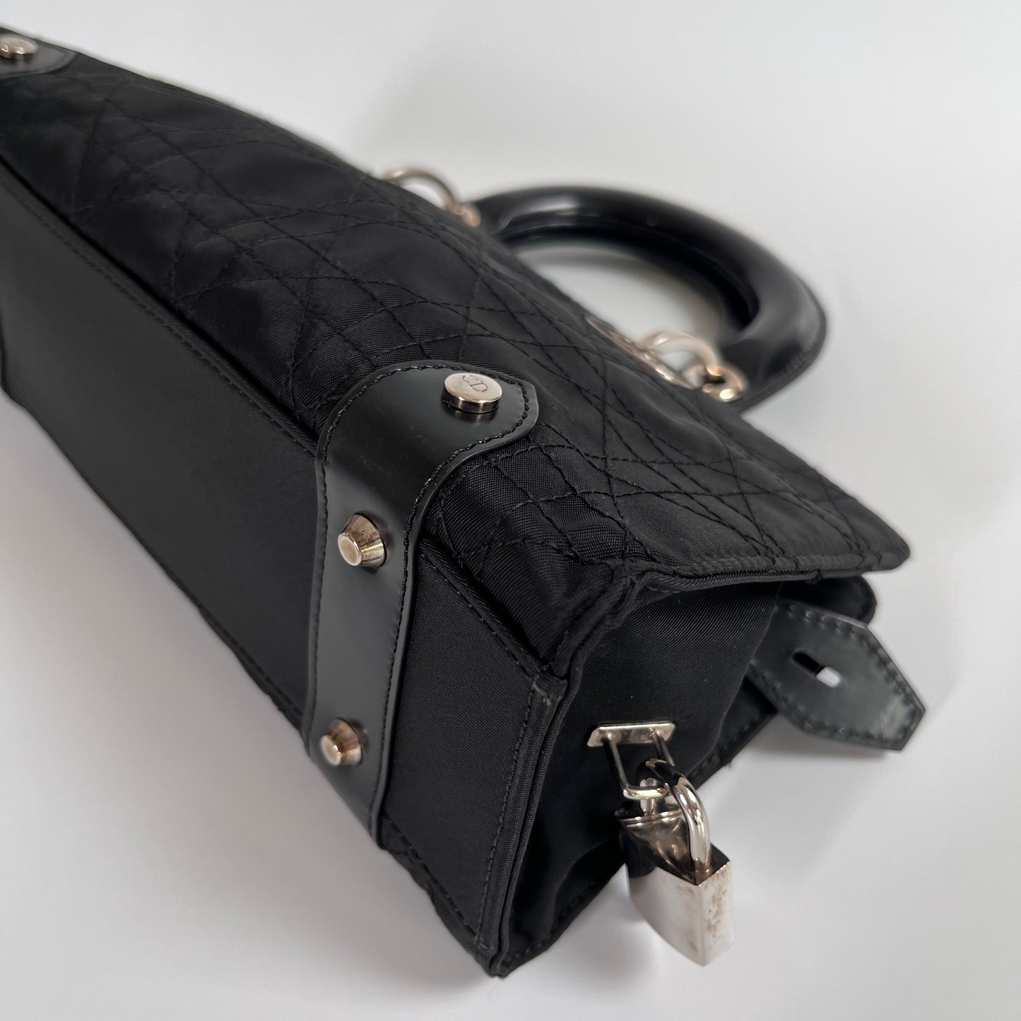 Christian Dior Lady Dior Vintage Nylon East West Mini Top Handle