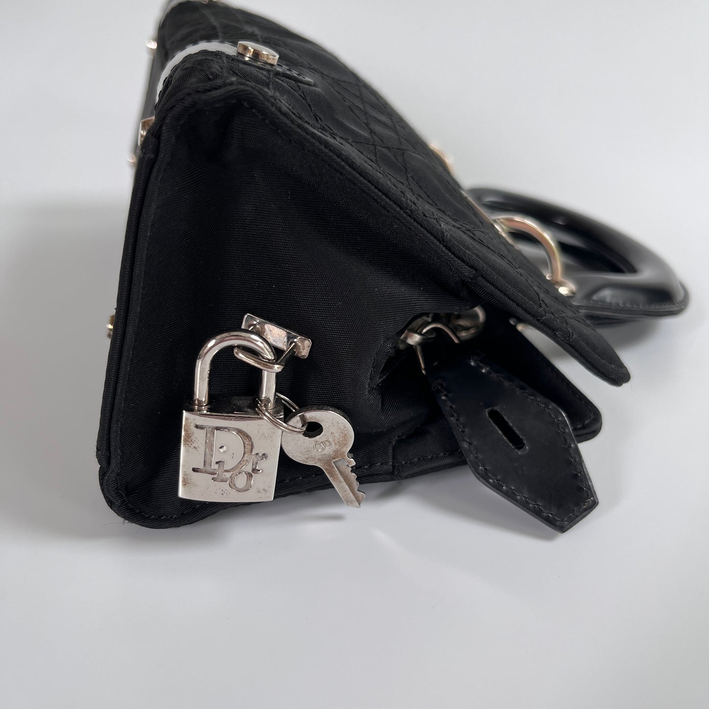 Christian Dior Lady Dior Vintage Nylon East West Mini Top Handle