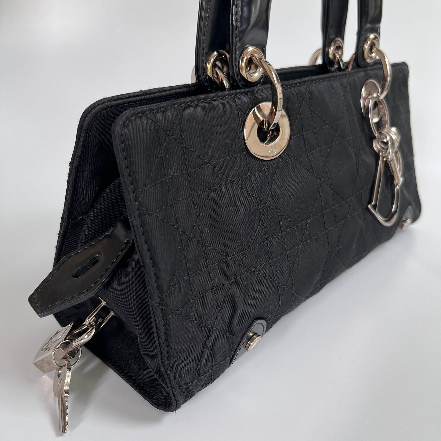 Christian Dior Lady Dior Vintage Nylon East West Mini Top Handle