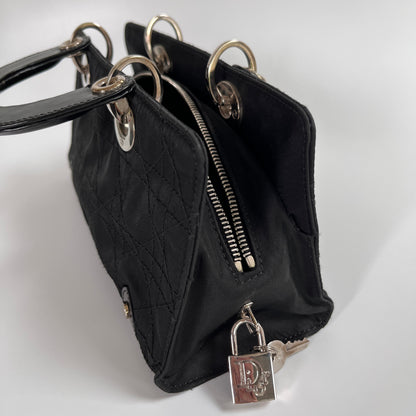 Christian Dior Lady Dior Vintage Nylon East West Mini Top Handle