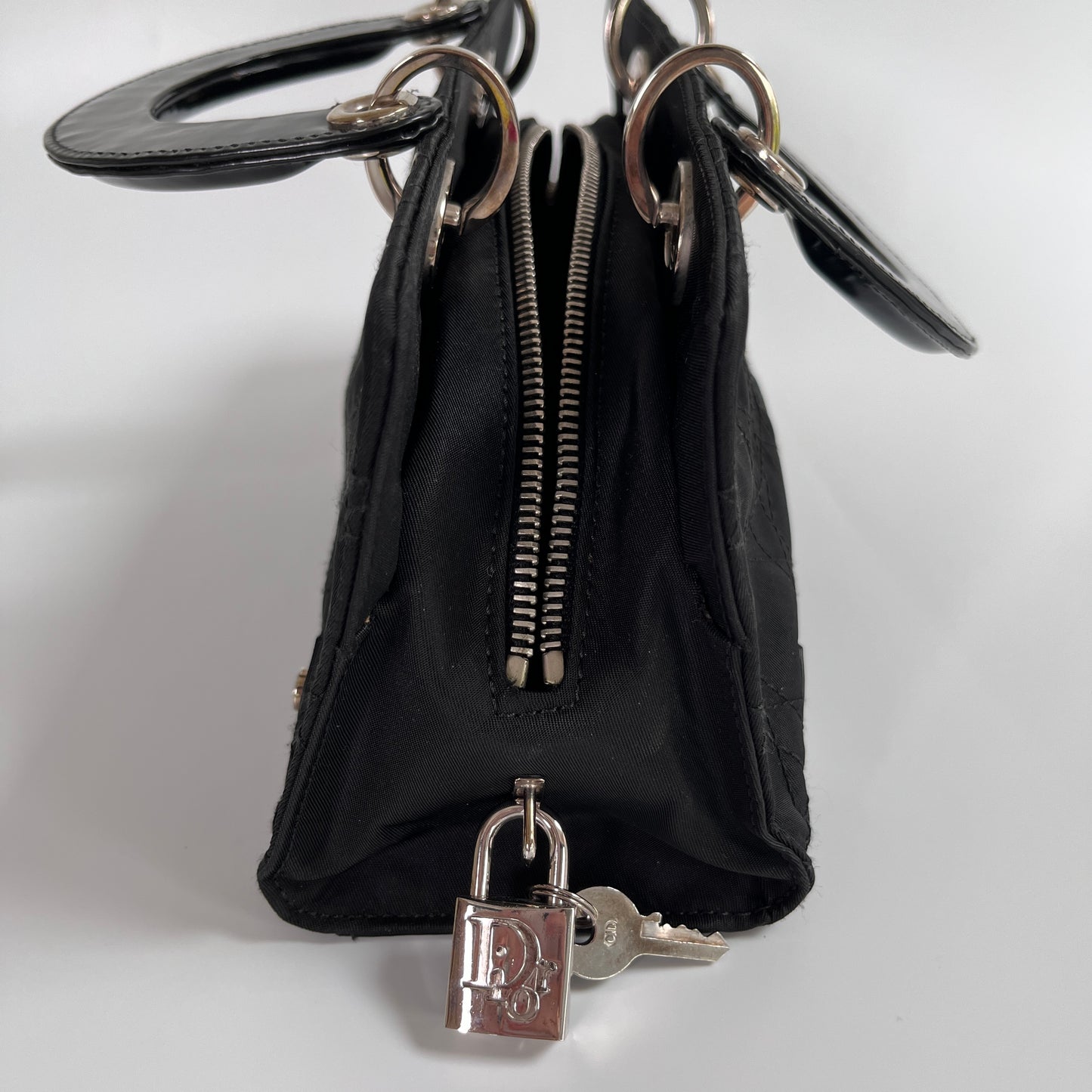 Christian Dior Lady Dior Vintage Nylon East West Mini Top Handle