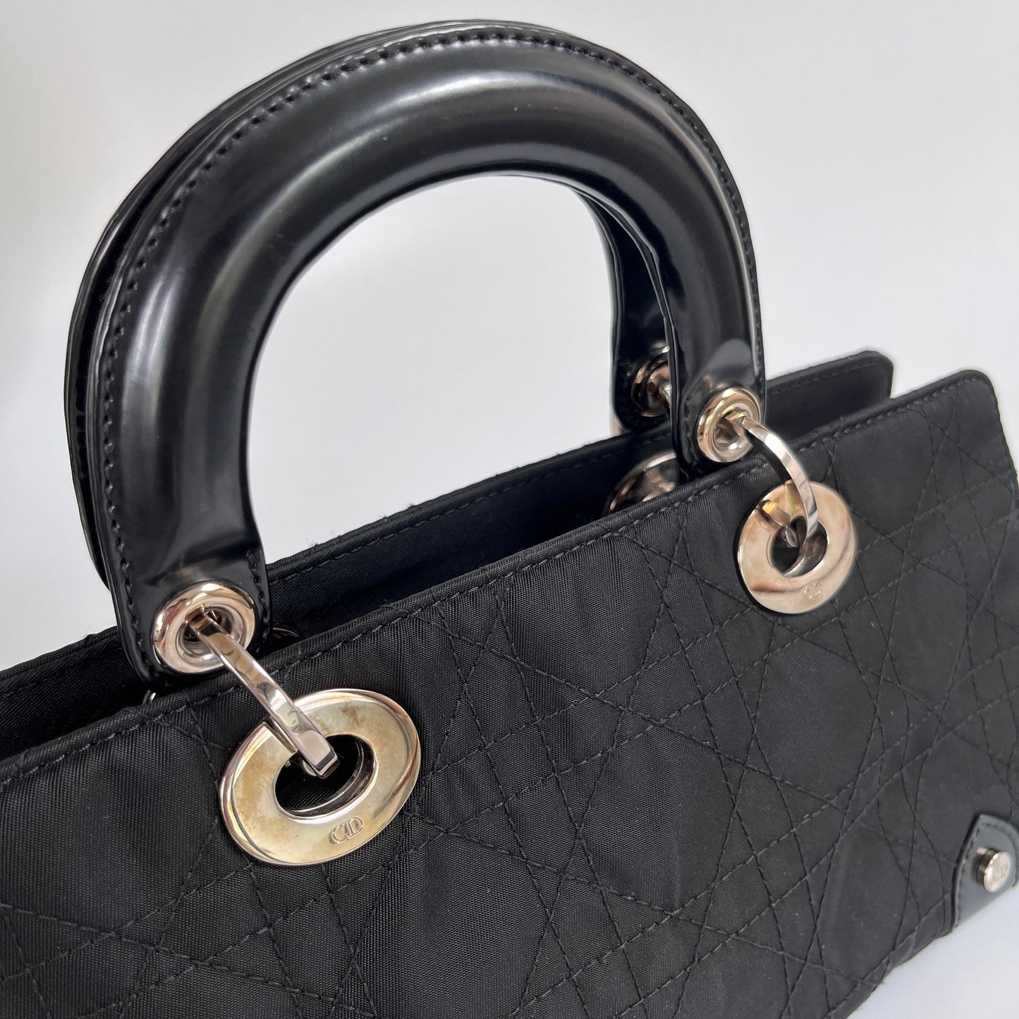 Christian Dior Lady Dior Vintage Nylon East West Mini Top Handle