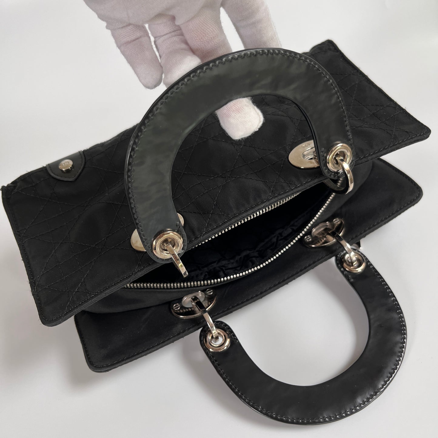 Christian Dior Lady Dior Vintage Nylon East West Mini Top Handle