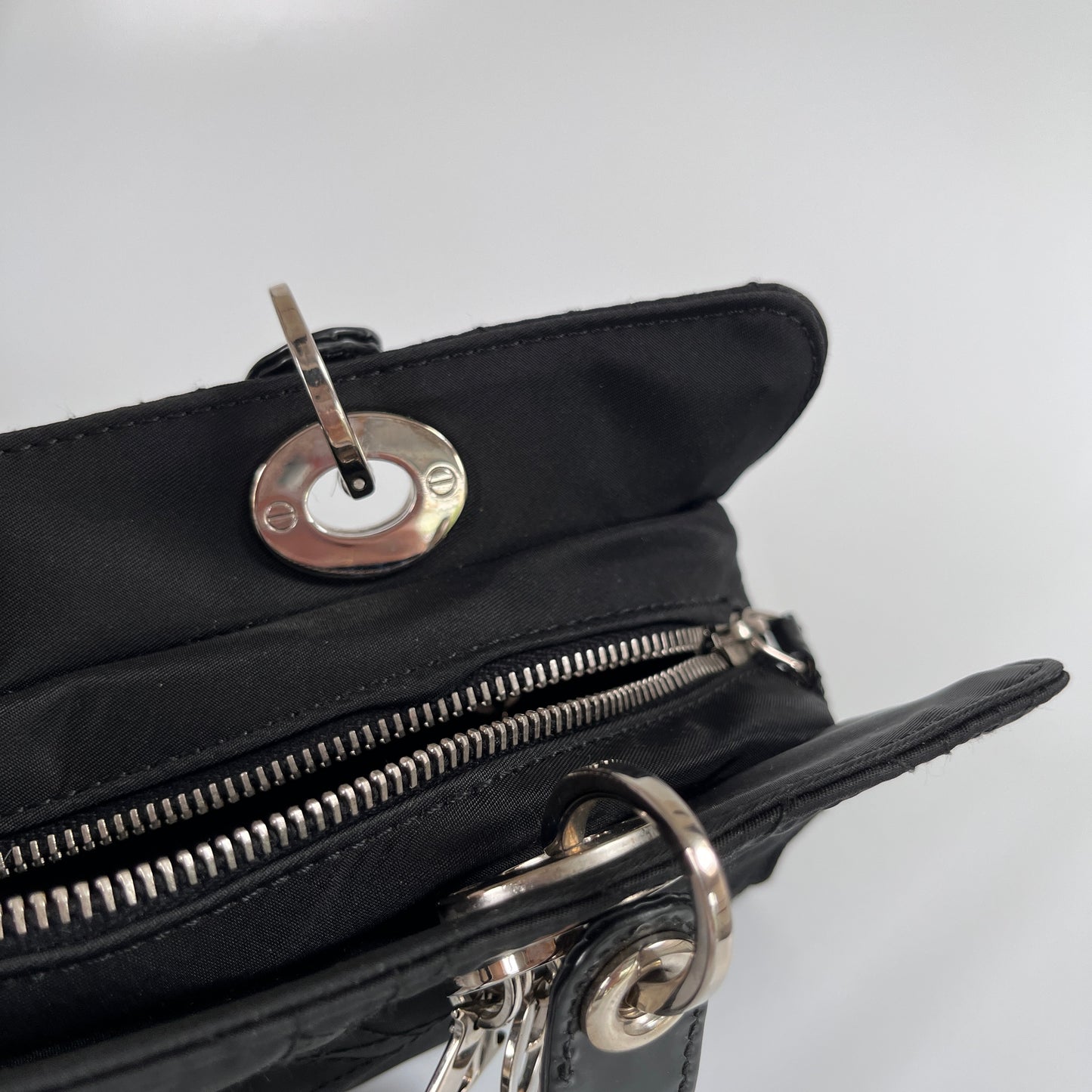 Christian Dior Lady Dior Vintage Nylon East West Mini Top Handle