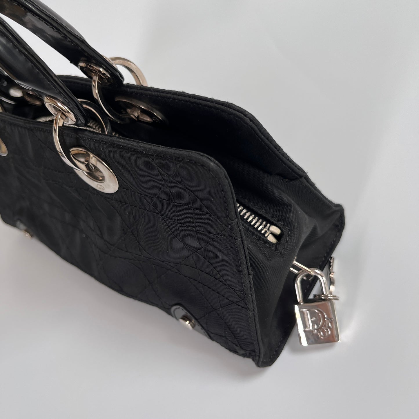 Christian Dior Lady Dior Vintage Nylon East West Mini Top Handle