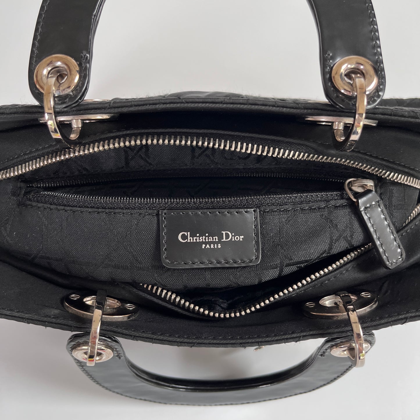 Christian Dior Lady Dior Vintage Nylon East West Mini Top Handle