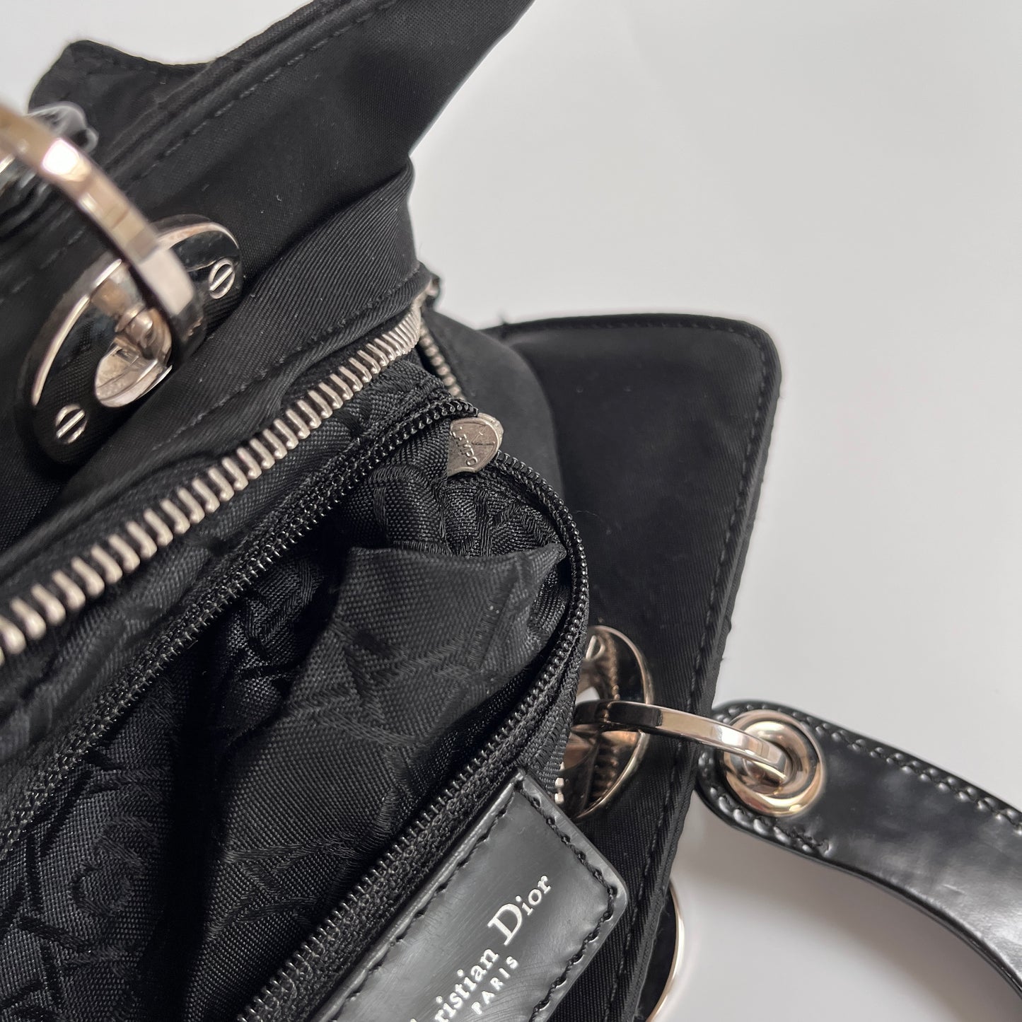 Christian Dior Lady Dior Vintage Nylon East West Mini Top Handle