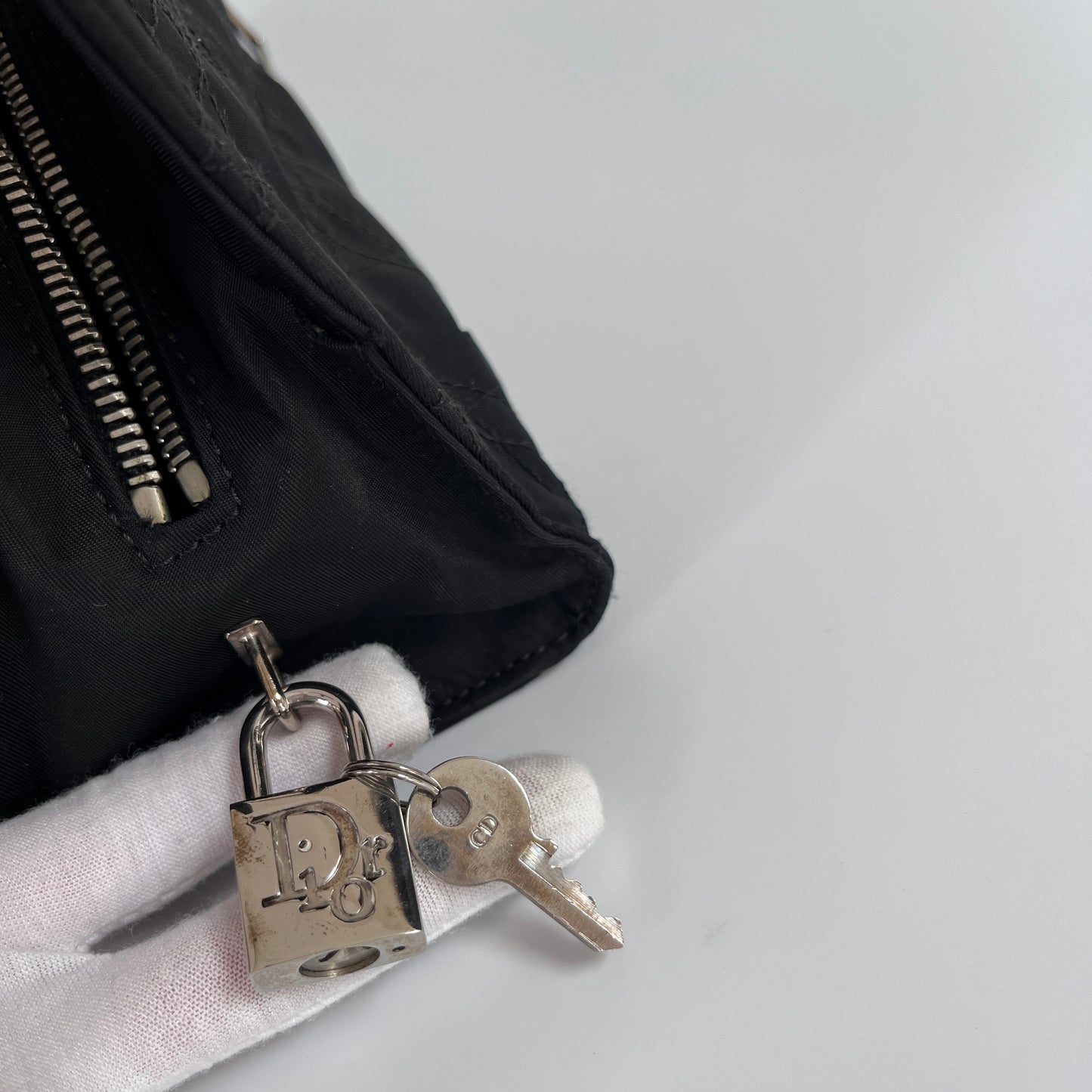 Christian Dior Lady Dior Vintage Nylon East West Mini Top Handle