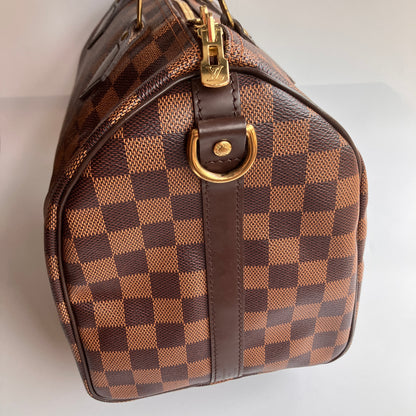 Louis Vuitton Speedy Bandouliere 30 Damier Ebene Crossbody Bag
