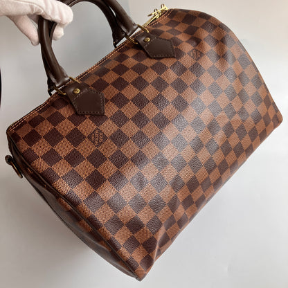 Louis Vuitton Speedy Bandouliere 30 Damier Ebene Crossbody Bag