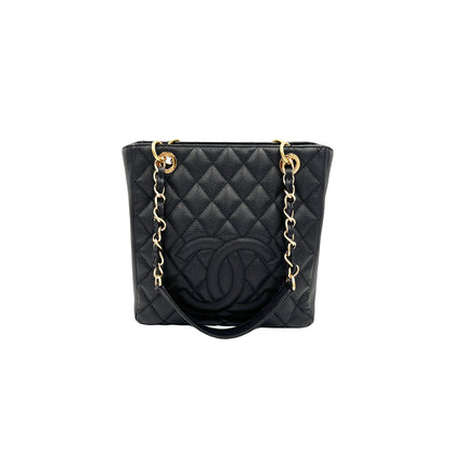 Chanel Caviar Black Petite Shopping Tote