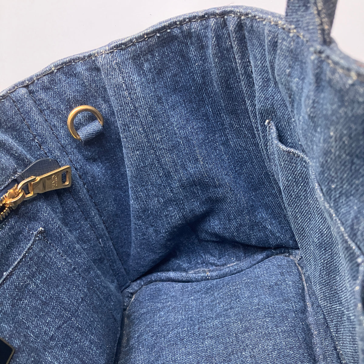 Prada Blue Denim Canapa Top Handle Bag