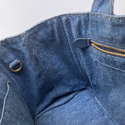 Prada Blue Denim Canapa Top Handle Bag