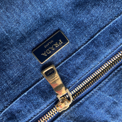 Prada Blue Denim Canapa Top Handle Bag