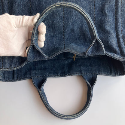 Prada Blue Denim Canapa Top Handle Bag