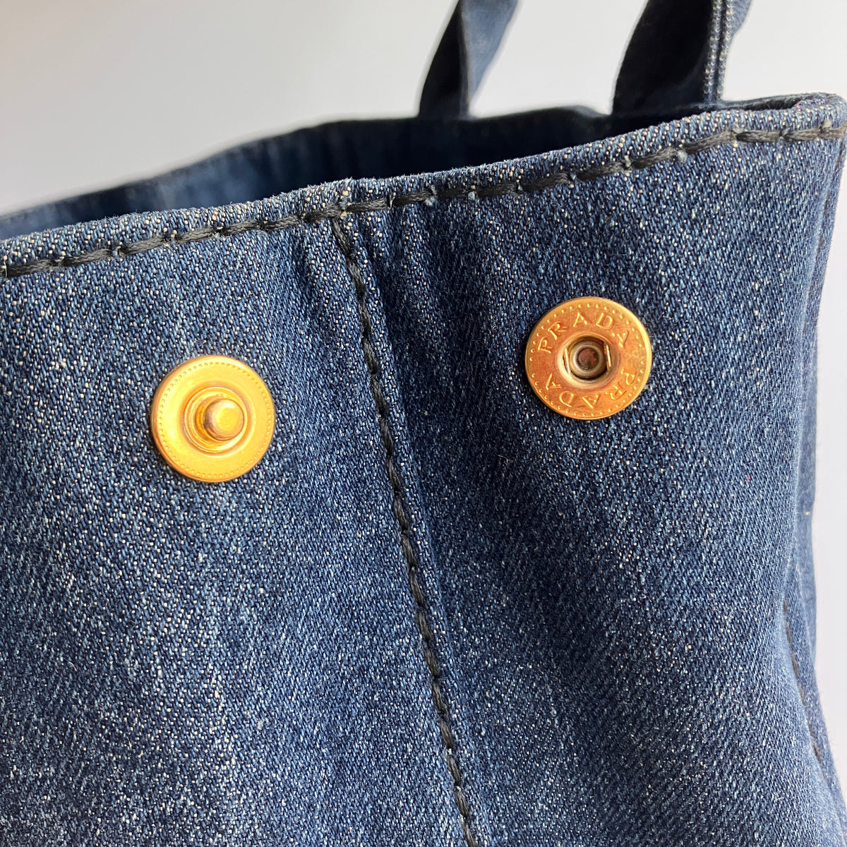Prada Blue Denim Canapa Top Handle Bag