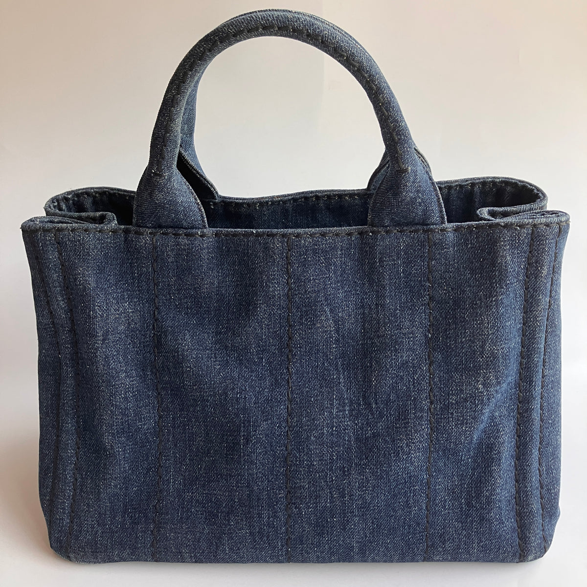 Prada Blue Denim Canapa Top Handle Bag