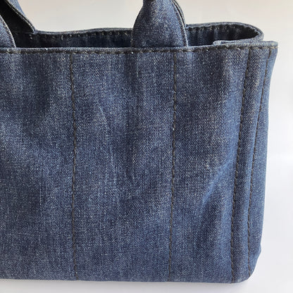 Prada Blue Denim Canapa Top Handle Bag