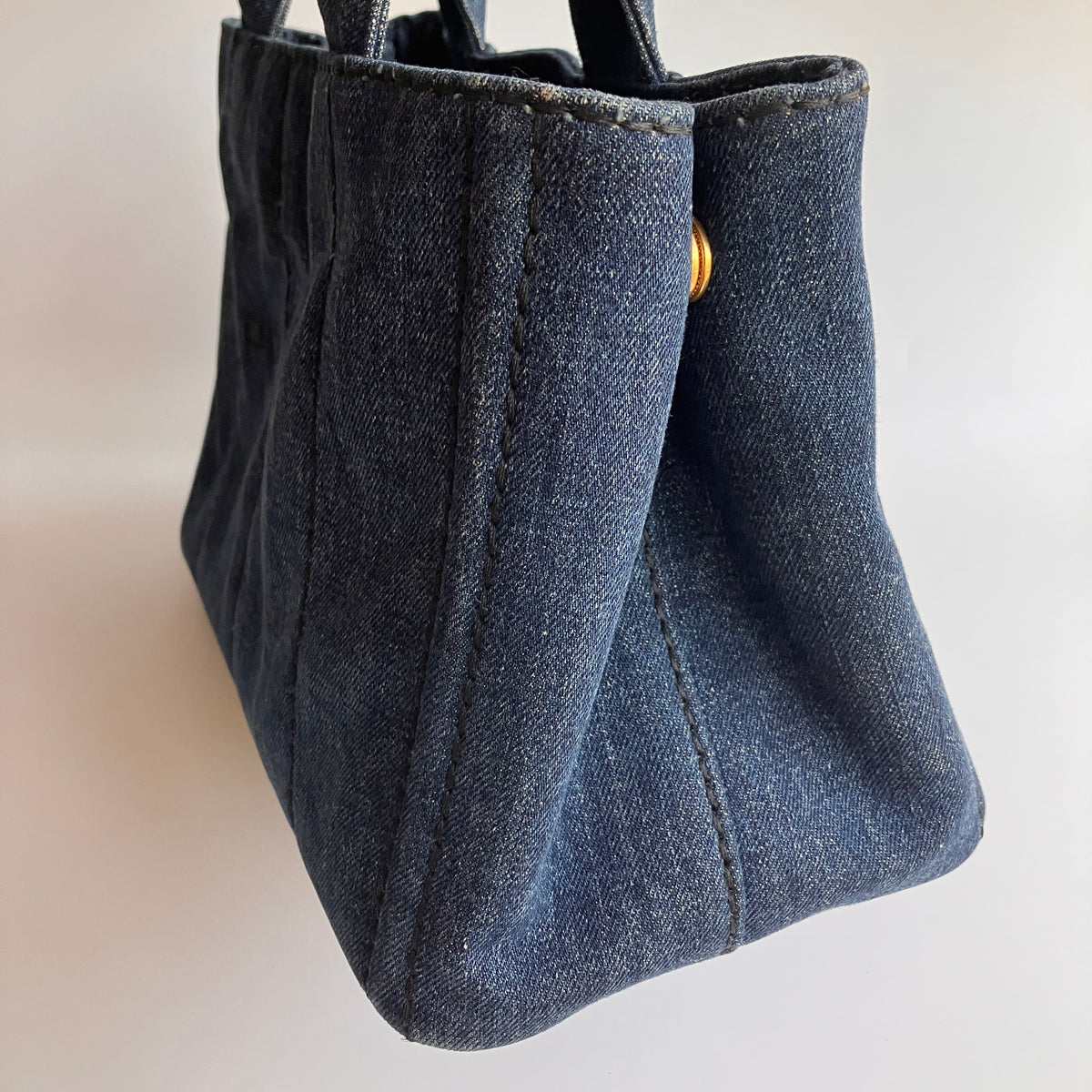 Prada Blue Denim Canapa Top Handle Bag