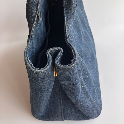 Prada Blue Denim Canapa Top Handle Bag
