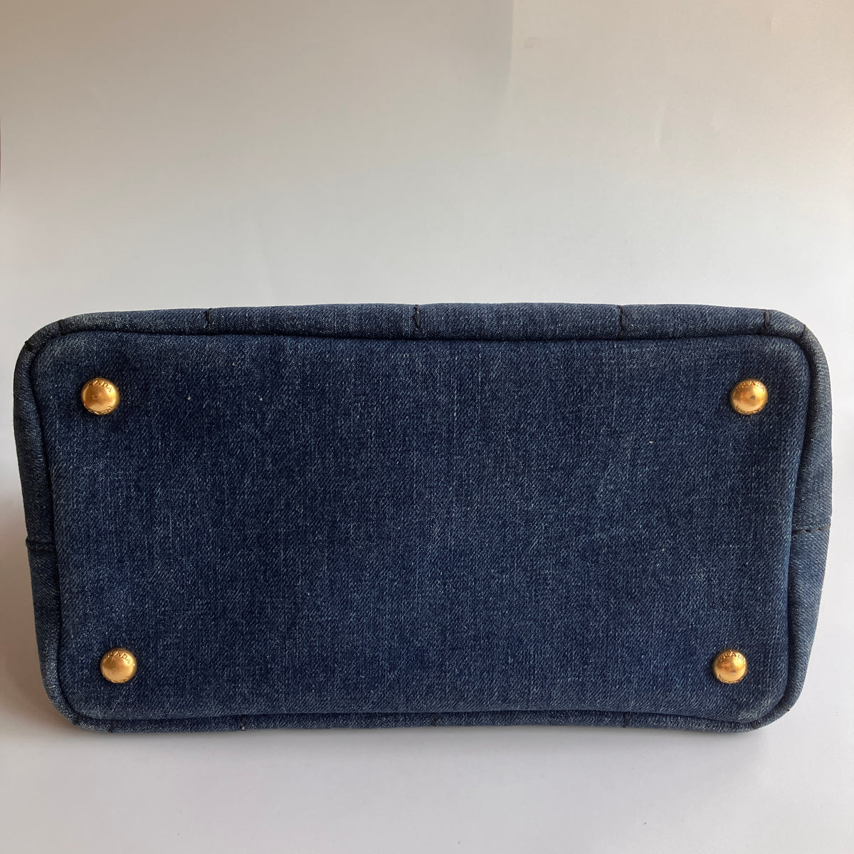 Prada Blue Denim Canapa Top Handle Bag