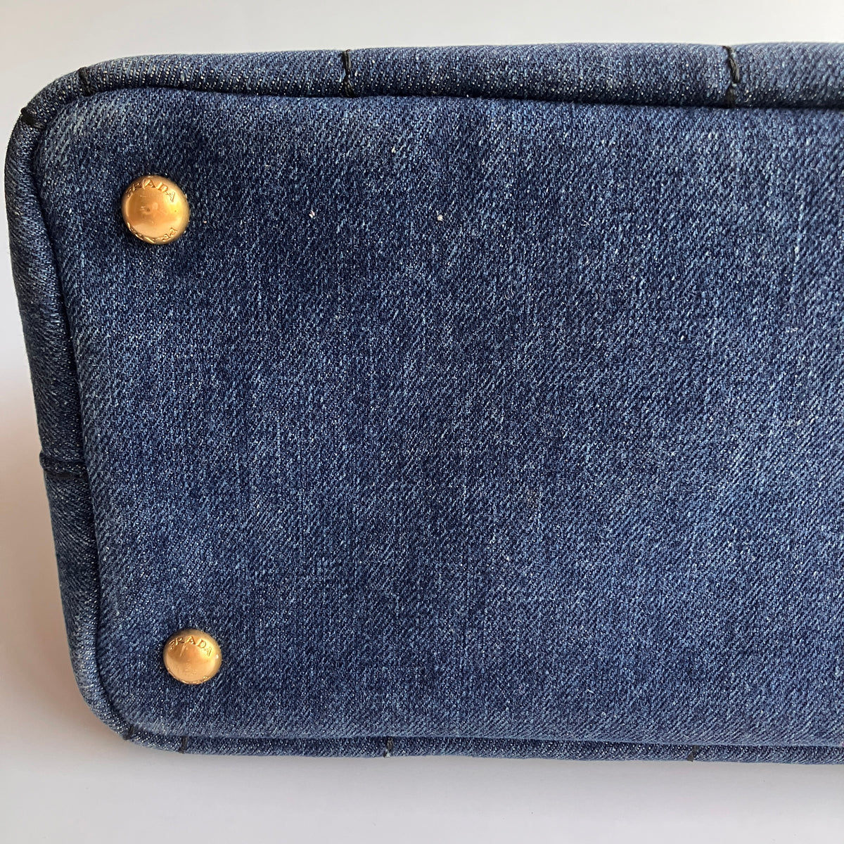 Prada Blue Denim Canapa Top Handle Bag