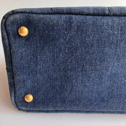 Prada Blue Denim Canapa Top Handle Bag