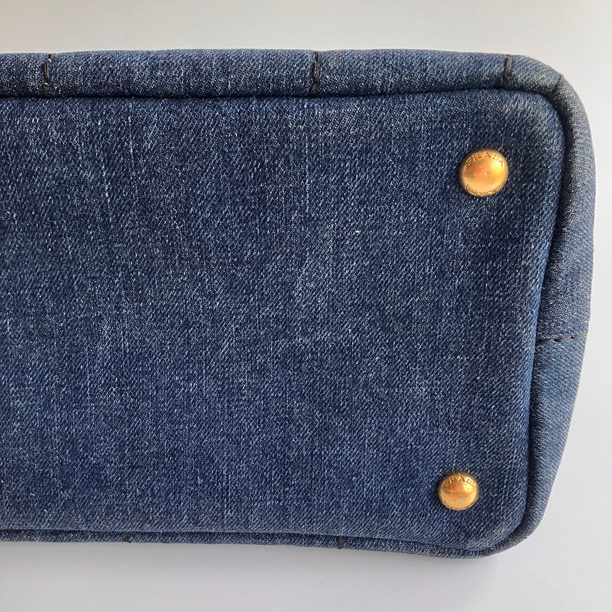Prada Blue Denim Canapa Top Handle Bag