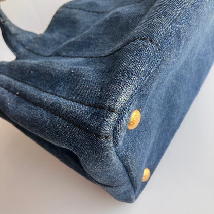 Prada Blue Denim Canapa Top Handle Bag