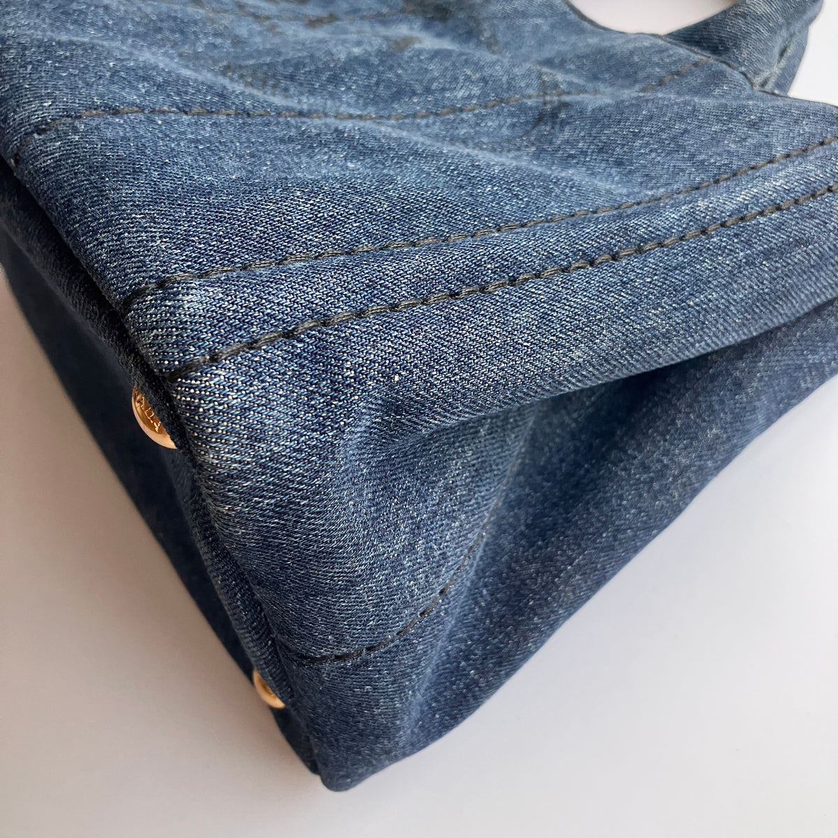 Prada Blue Denim Canapa Top Handle Bag