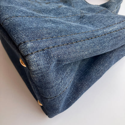 Prada Blue Denim Canapa Top Handle Bag