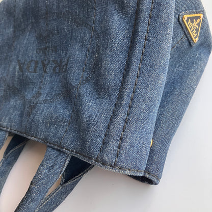 Prada Blue Denim Canapa Top Handle Bag